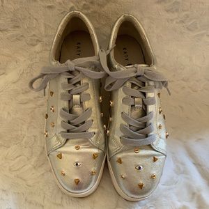 Katy Perry Silver Leather Eye Sneaker “The Dylan”